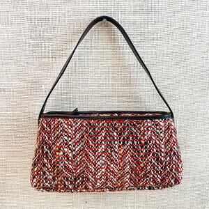 Banana Republic Fall Tweed Handbag, Purse, Shoulderbag, Leather Strap, Zipper